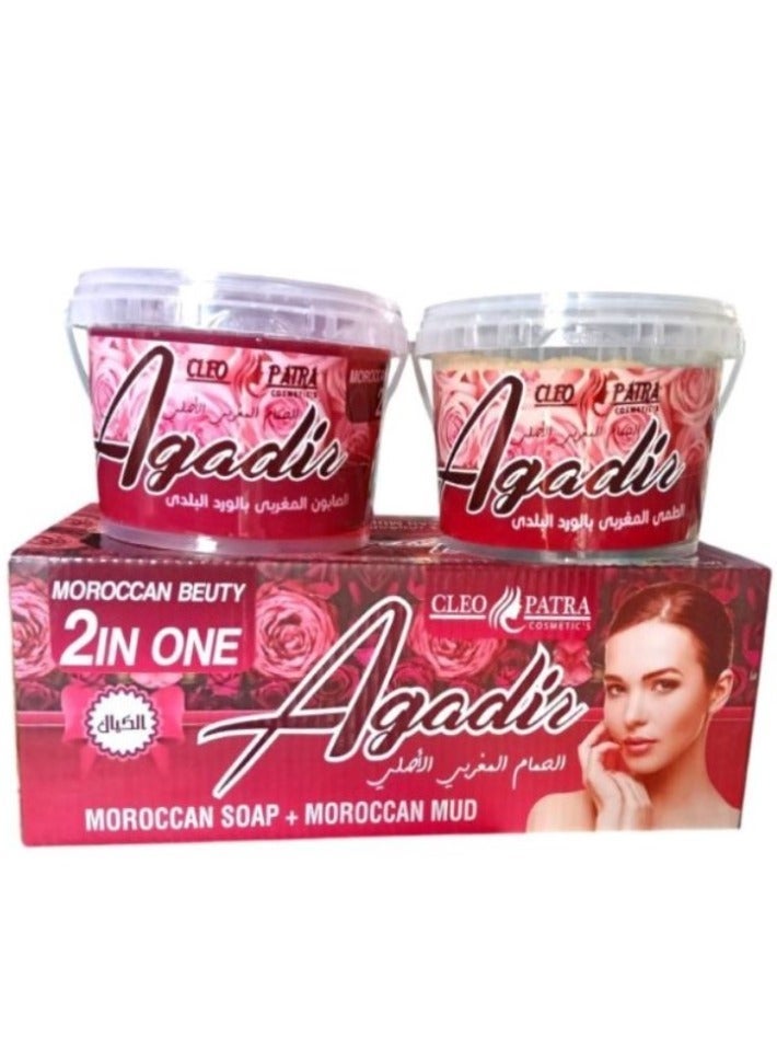 Agadir Cleopatra Agadir Moroccan Soap with Rose + Moroccan Clay 500g - Image 2