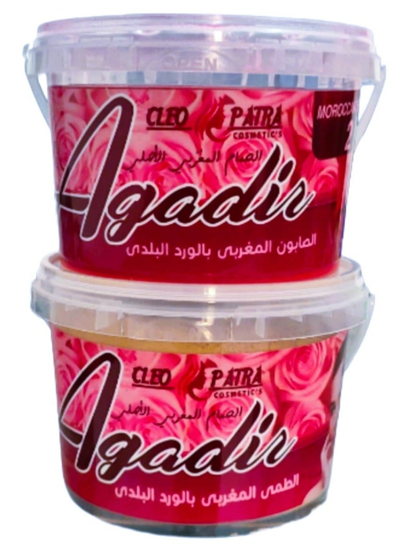 Agadir Cleopatra Agadir Moroccan Soap with Rose + Moroccan Clay 500g - Image 3