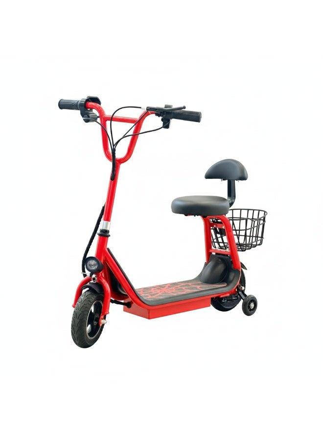 ماييي سكوتر هارلي كهربائي صغير للأطفال مزود بمقعد مزود بإضاءة LED | محرك ٣٦ فولت/٢٥٠ واط | بطارية ١٣ أمبير/ساعة | ثلاثة أوضاع سرعة، ٢٥ كم/ساعة (أحمر) - Image 1