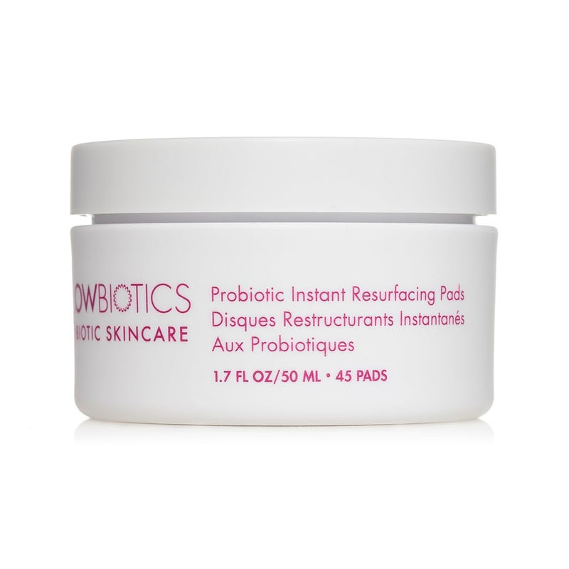 Glowbiotics Probiotic Instant Facial Resurfacing Pads: Exfoliates, Hydrates, Reduces Fine Lines & Pores | With Vitamin C & 5% Lactic Acid - Image 1