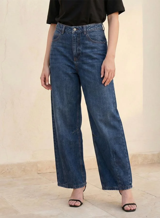 Splash FAV Denim Barrel Fit Darted Jeans Cotton