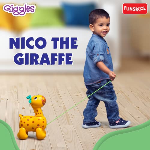 Giggles Funskool Pull Along Nico The Giraffe, Activity & Learning Toys for Babies, Toddlers, for Baby Boys & Girls, Encourage Walking, Improve Balance, Multicolour, Gift Set for Kids, Ages 18+ Months - Image 2