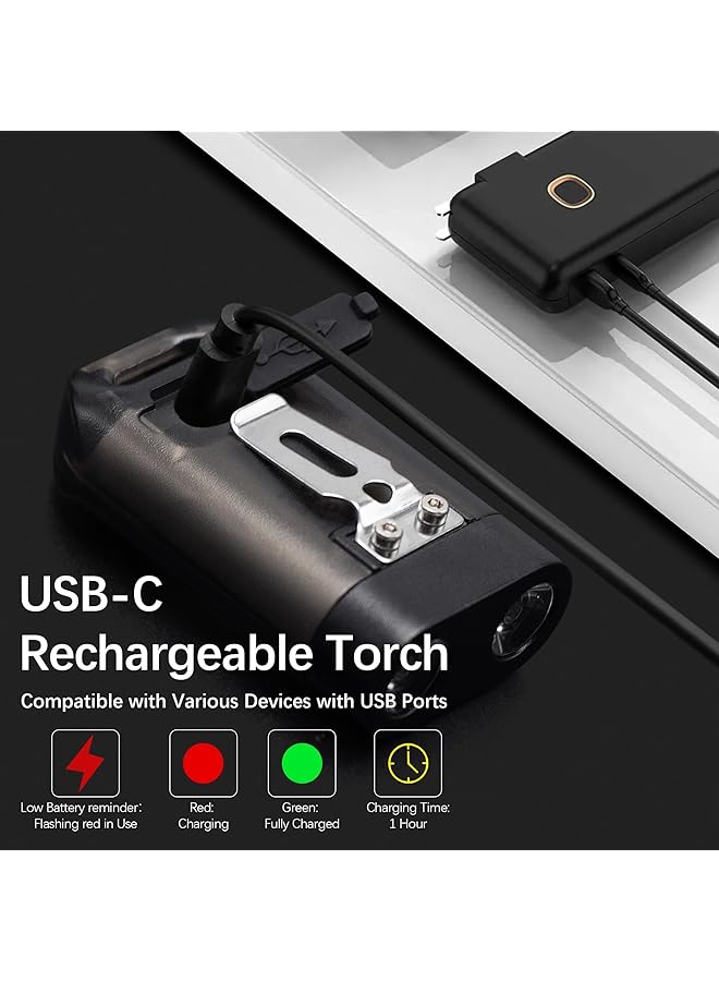 NALACAL Keyring Torch LED Super Bright Flashlight with Clip EDC Torch with UV Light & 9 Lighting Modes for Emergency USB C Rechargeable Pocket Torch with Magnetic Base [Energy Class A+++] - Image 4