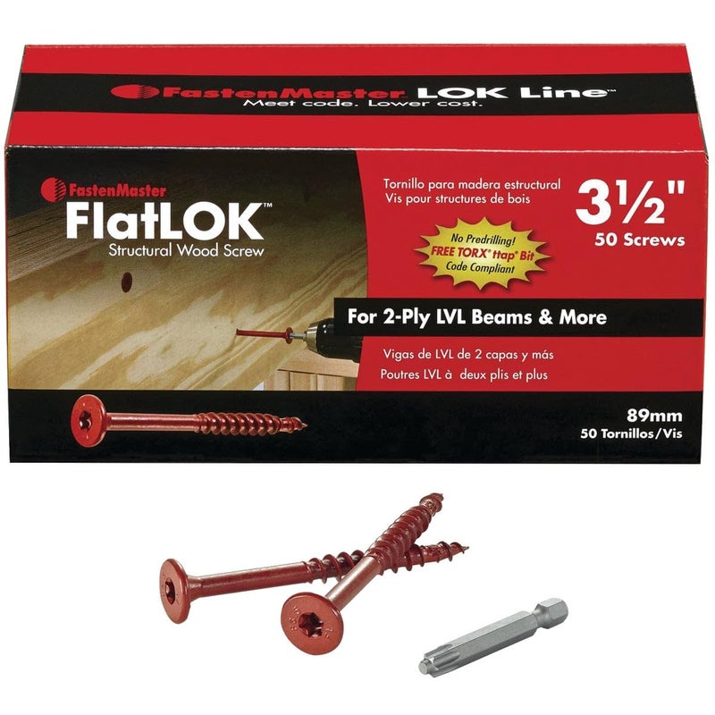 Fastenmaster Flatlok No. 14 X 3-1/2 In. L #40 Torx Tap Flat Head Epoxy Carbon Steel Wood Screws