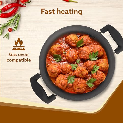 AGARO Elite Hard Anodised Handi With Lid, 3.5L, Biryani Pot, Riveted handle, 3mm Thick, Gas Oven Compatible Cooking Pot for Kitchen, Non-Toxic, Compact, Durable & Stylish Cookware, 2 Year Warranty - Image 5