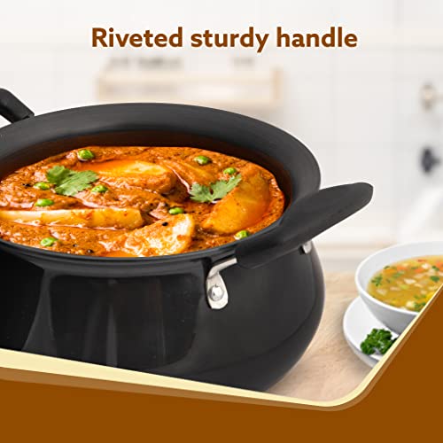 AGARO Elite Hard Anodised Handi With Lid, 3.5L, Biryani Pot, Riveted handle, 3mm Thick, Gas Oven Compatible Cooking Pot for Kitchen, Non-Toxic, Compact, Durable & Stylish Cookware, 2 Year Warranty - Image 4