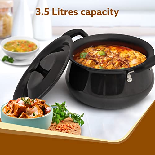 AGARO Elite Hard Anodised Handi With Lid, 3.5L, Biryani Pot, Riveted handle, 3mm Thick, Gas Oven Compatible Cooking Pot for Kitchen, Non-Toxic, Compact, Durable & Stylish Cookware, 2 Year Warranty - Image 2