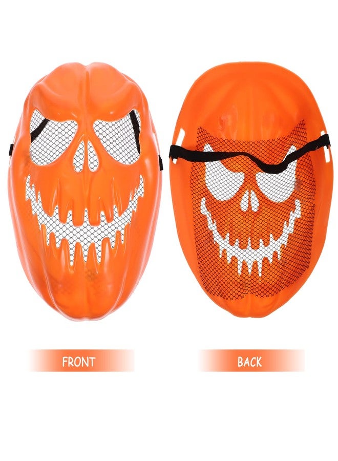 Amosfun Halloween Horror Pumpkin Halloween Mask Scary Plastic Halloween Mask Fancy Dress Party Prop Terror Halloween Mask Cosplay Halloween Mask Monster Prom Party Favor (Orange) - Image 3