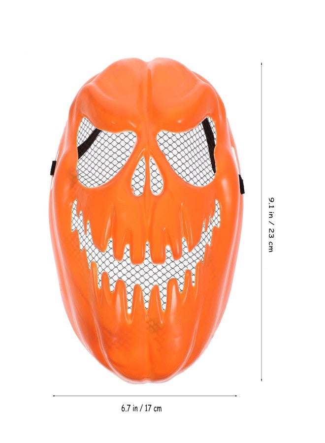 Amosfun Halloween Horror Pumpkin Halloween Mask Scary Plastic Halloween Mask Fancy Dress Party Prop Terror Halloween Mask Cosplay Halloween Mask Monster Prom Party Favor (Orange) - Image 2