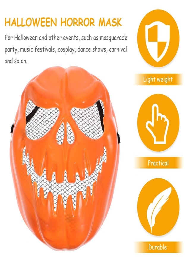 Amosfun Halloween Horror Pumpkin Halloween Mask Scary Plastic Halloween Mask Fancy Dress Party Prop Terror Halloween Mask Cosplay Halloween Mask Monster Prom Party Favor (Orange) - Image 4