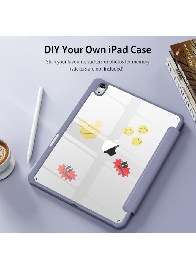 Generic Case for iPad 10th Generation 2022 10.9 Inch with Pen Holder, Shockproof Smart Case Cover with Transparent Back Shell Protective Case Compatible with iPad 10th Gen(Purple)  - Image 3