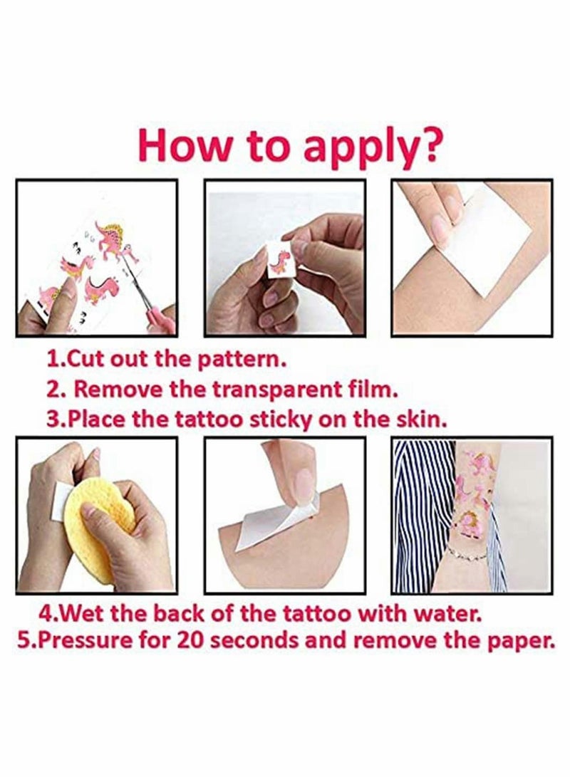 SYOSI 6 Sheets Temporary Tattoos for Kids Large Unicorn Glitter Tattoos for Kids Girls Boys Stick on Tattoos Party Bag Fillers Party Favours Supplies - Image 4