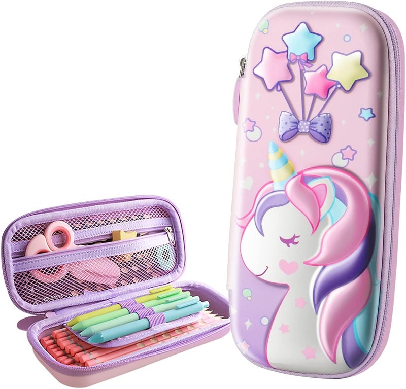 MAKINGTEC Pencil Case for Girls, Cute Pencil Case for Kids, Unicorn Pencil Pouch Storage Pouch Large Capacity, Kawaii Pencil Case Toddler Pink Portable Pencil Bag - Image 1