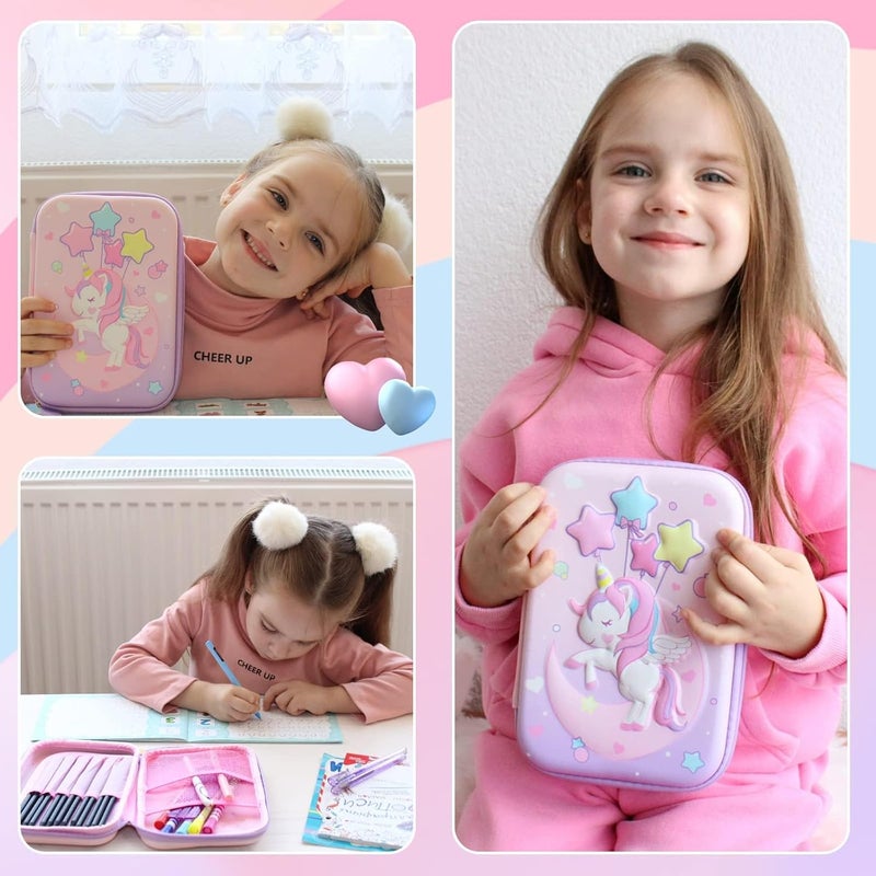 MAKINGTEC Pencil Case for Girls, Cute Pencil Case for Kids, Unicorn Pencil Pouch Storage Pouch Large Capacity, Kawaii Pencil Case Toddler Pink Portable Pencil Bag - Image 2
