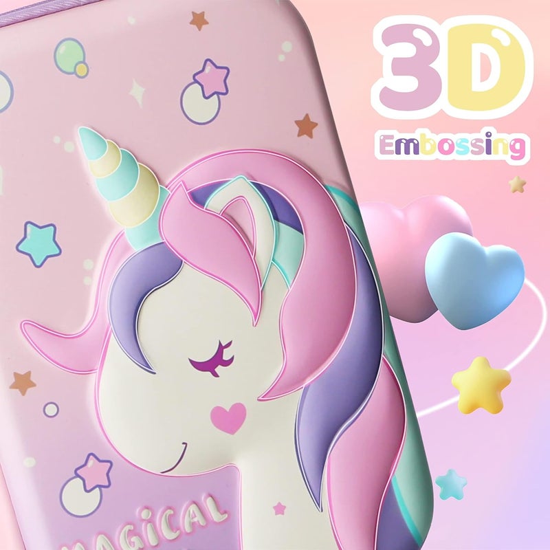 MAKINGTEC Pencil Case for Girls, Cute Pencil Case for Kids, Unicorn Pencil Pouch Storage Pouch Large Capacity, Kawaii Pencil Case Toddler Pink Portable Pencil Bag - Image 3