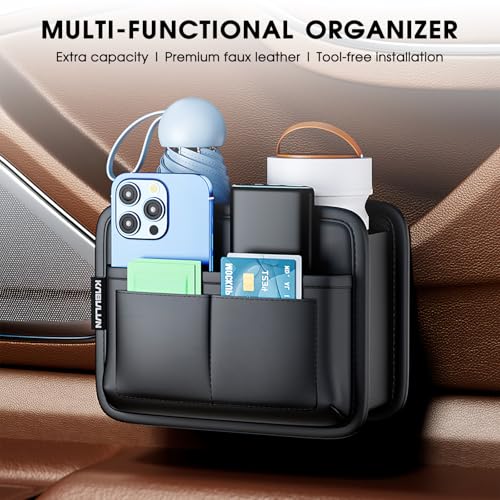 LEIWOOR Car Door Organizer & Cup Holder, Multifunctional Car Storage Box, Trash Can, Large Capacity Storage Bag, Foldable Side Storage Pouch, Interior Accessory for Sedan SUV Truck (Multi-Pocket Pro) - Image 3