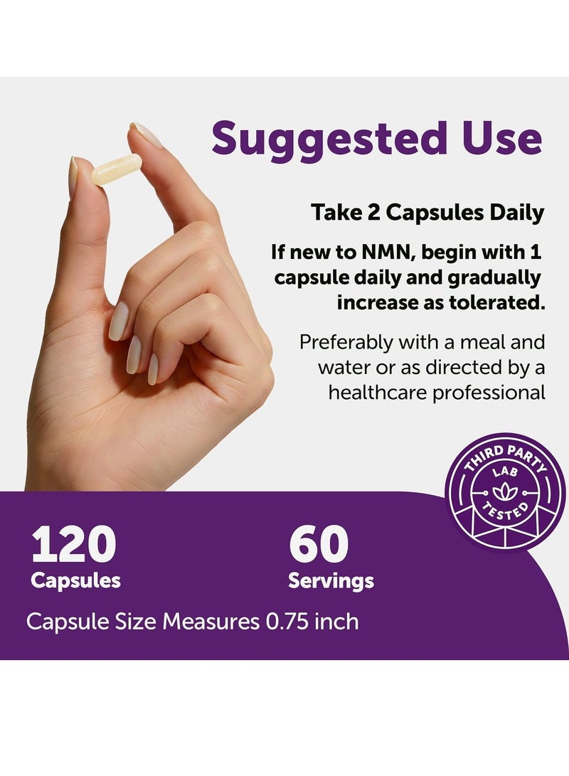 NMN Complex 1000mg Per Serving, 120 Veggie Capsules | 10-in-1 with Nicotinamide Mononucleotide, Resveratrol, CoQ10, Quercetin & Glutathione | NAD+ Supplement Precursor | Filler Free - Image 5