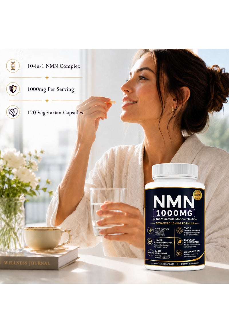 Micro Ingredients NMN Complex 1000mg Per Serving, 120 Veggie Capsules | 10-in-1 with Nicotinamide Mononucleotide, Resveratrol, CoQ10, Quercetin & Glutathione | NAD+ Supplement Precursor | Filler Free - Image 3