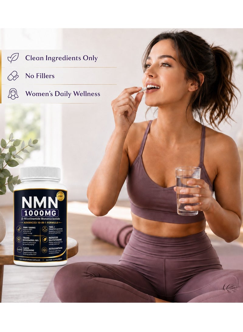 Micro Ingredients NMN Complex 1000mg Per Serving, 120 Veggie Capsules | 10-in-1 with Nicotinamide Mononucleotide, Resveratrol, CoQ10, Quercetin & Glutathione | NAD+ Supplement Precursor | Filler Free - Image 4