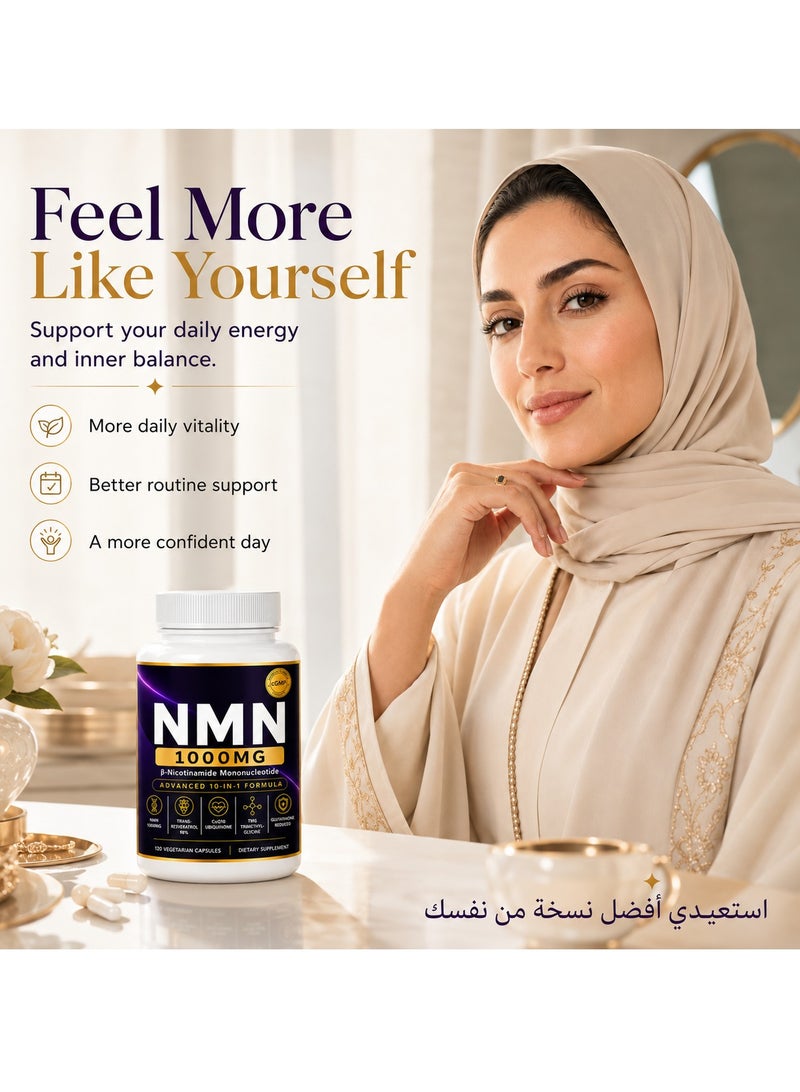 Micro Ingredients NMN Complex 1000mg Per Serving, 120 Veggie Capsules | 10-in-1 with Nicotinamide Mononucleotide, Resveratrol, CoQ10, Quercetin & Glutathione | NAD+ Supplement Precursor | Filler Free - Image 4