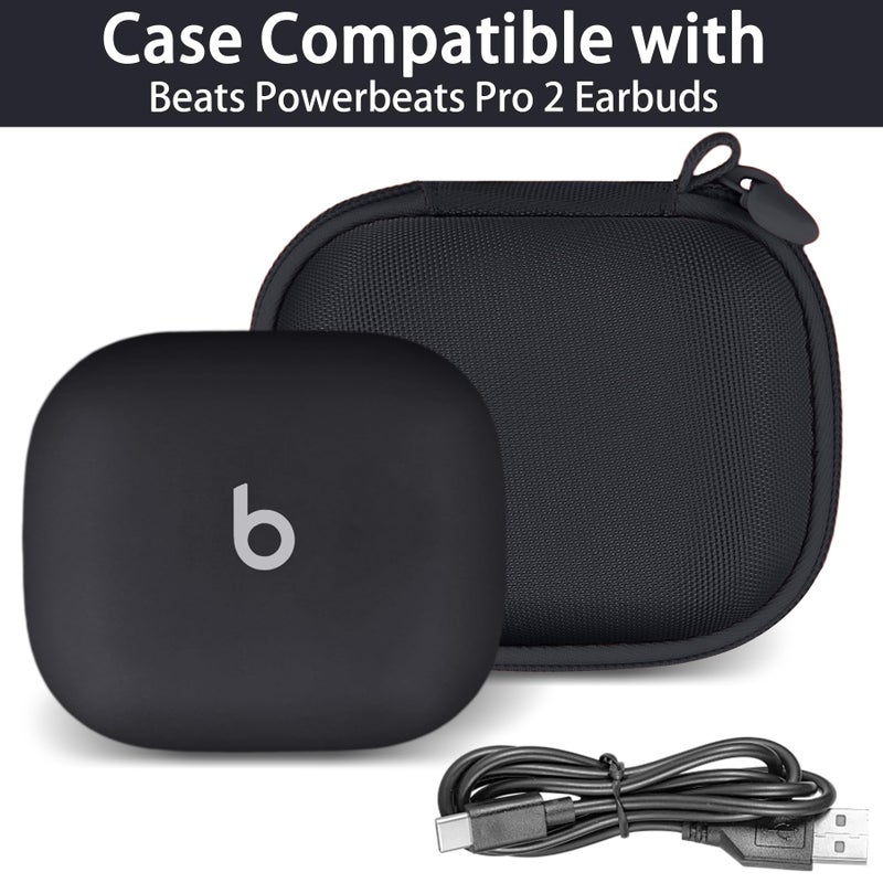 co2CREA Hard Case for Beats Powerbeats Pro 2 with Carabiner Clip, Shockproof Earbuds Storage Box â€“ Protective Travel Cover for Powerbeats Pro 2 Wireless Bluetooth Earbuds (Jet Black Case) - Image 2
