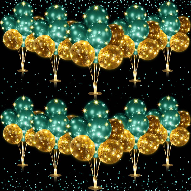 Junkin 10 Set Balloon Stand Kit for Centerpiece with LED String Light 100 Pcs Balloons Light up Table Balloon Stand Centerpieces for Graduation Wedding Baby Shower BirthdayGreen - Image 3