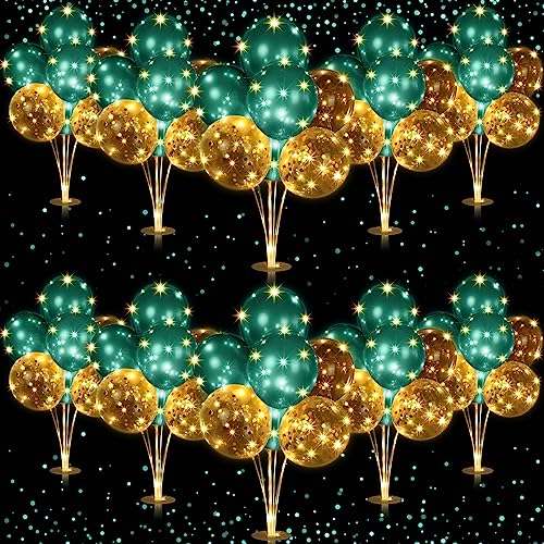 Junkin 10 Set Balloon Stand Kit for Centerpiece with LED String Light 100 Pcs Balloons Light up Table Balloon Stand Centerpieces for Graduation Wedding Baby Shower BirthdayGreen - Image 1