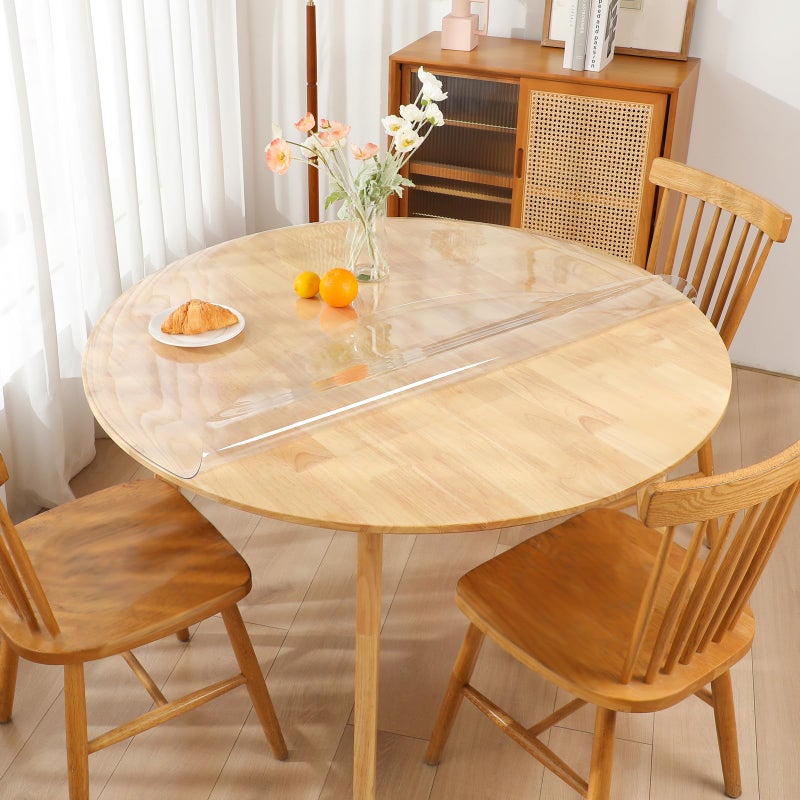 Mocal 15mm Thick PVC Round Clear Table Cover 30 Inch Plastic Protector Waterproof OilProof Desk Pad for Dining Coffee Table