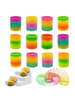 Cool Baby 12 PCS Colorful Rainbow Neon Plastic Spring Toy，Rainbow circle  - Image 1