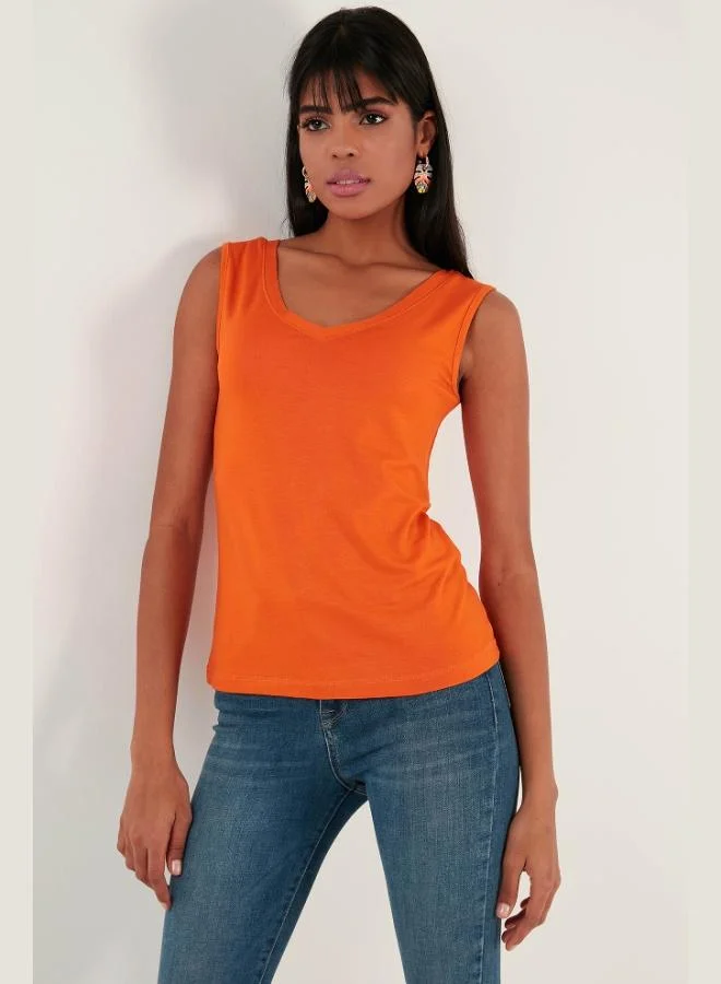 Lela Lela Thick Strapped V-Neck Blouse Women's Blouse 5864384