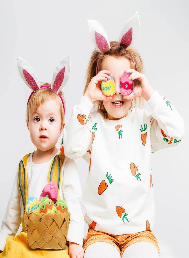 Skylety 6 Pcs 3.2 Inch Large Plush Easter Eggs Plush Toy Easter Basket Stuffers Fillers Colorful Stuffed Toys for Kids Baby Girls Boys Egg Hunt Party Favors Gifts, 3 Designs - Image 4