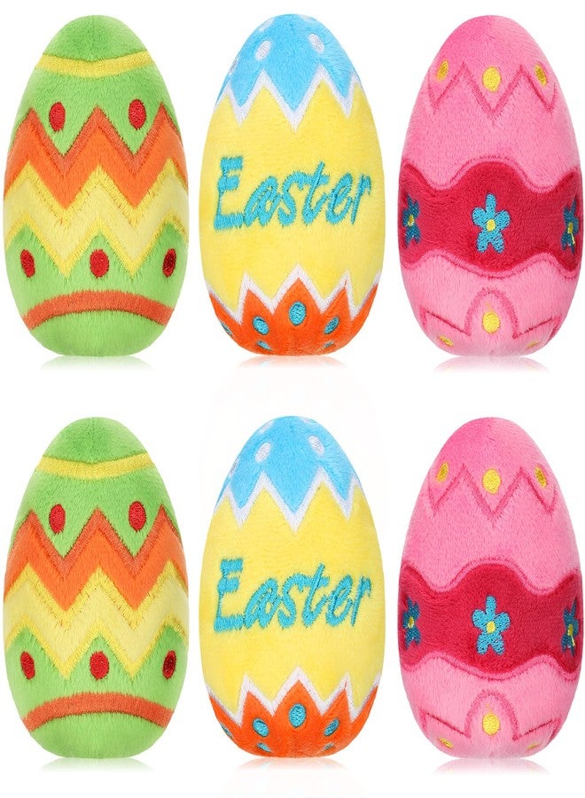 Skylety 6 Pcs 3.2 Inch Large Plush Easter Eggs Plush Toy Easter Basket Stuffers Fillers Colorful Stuffed Toys for Kids Baby Girls Boys Egg Hunt Party Favors Gifts, 3 Designs - Image 1