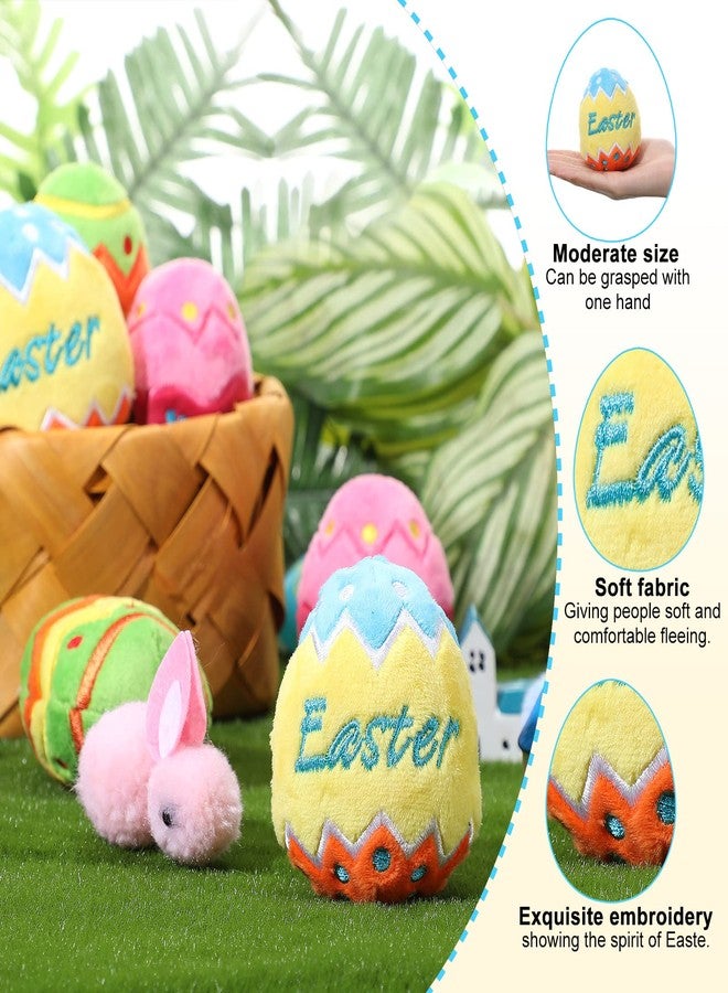 Skylety 6 Pcs 3.2 Inch Large Plush Easter Eggs Plush Toy Easter Basket Stuffers Fillers Colorful Stuffed Toys for Kids Baby Girls Boys Egg Hunt Party Favors Gifts, 3 Designs - Image 3