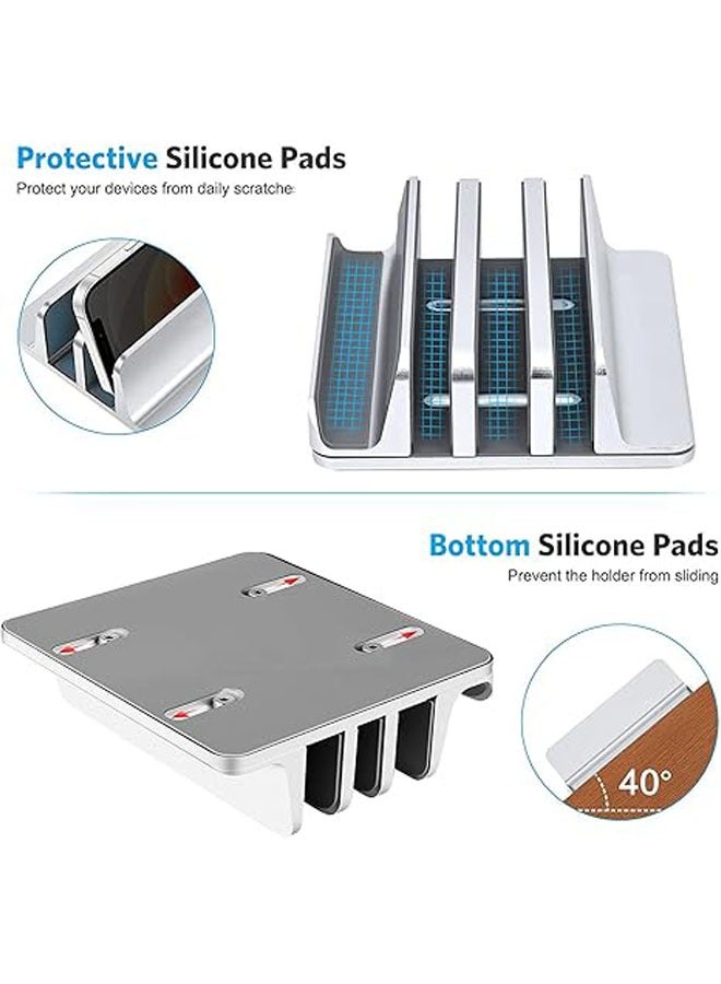 General 3-slot vertical laptop stand with adjustable spring size, space-saving desktop computer stand for computers, tablets, mobile phones  - Image 2