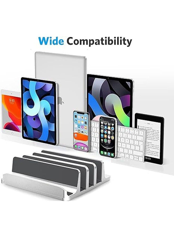 General 3-slot vertical laptop stand with adjustable spring size, space-saving desktop computer stand for computers, tablets, mobile phones  - Image 4
