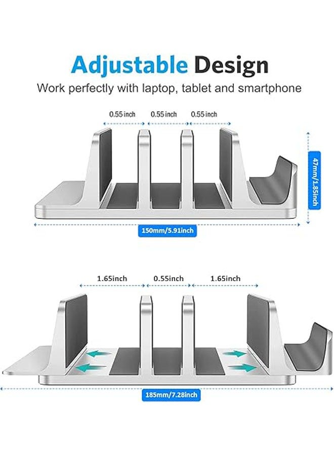 General 3-slot vertical laptop stand with adjustable spring size, space-saving desktop computer stand for computers, tablets, mobile phones  - Image 3