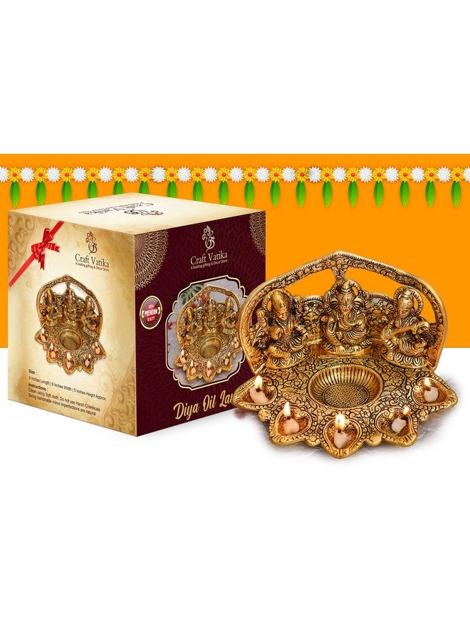 Collectible India أغراض هدايا ديوالي من كرافت فاتيكا | مصباح زيت | تمثال لاكشمي غانيشا ساراتسواتي | ديبك بوجا | بوجا بانش باتي للمنزل | هدايا ديوالي للعائلة والأصدقاء (عبوة من 1) - Image 1