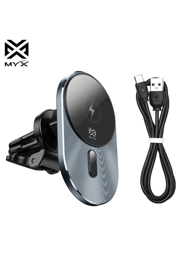 ميكس حامل هاتف مغناطيسي لاسلكي سريع الشحن داخل السيارة من MYX Mag Drive | دوران وإمالة 360 درجة | متوافق مع سلسلة iPhone 12 وما فوق - Image 1