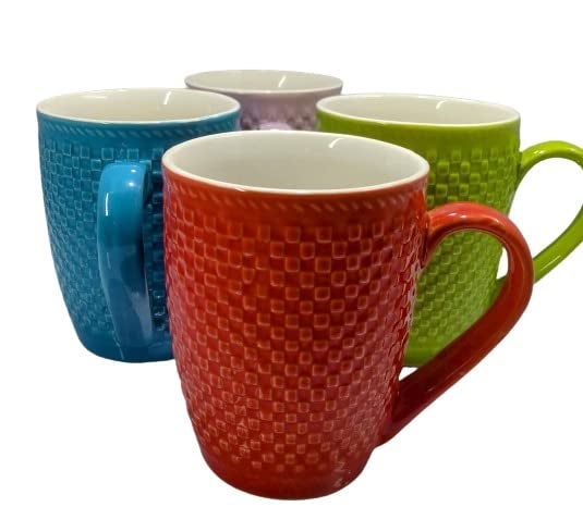 Kittens KITTENS Ceramic 300 Ml Large Coffee Mug Set of 4 in Checkered Pattern Multi Color - Image 1