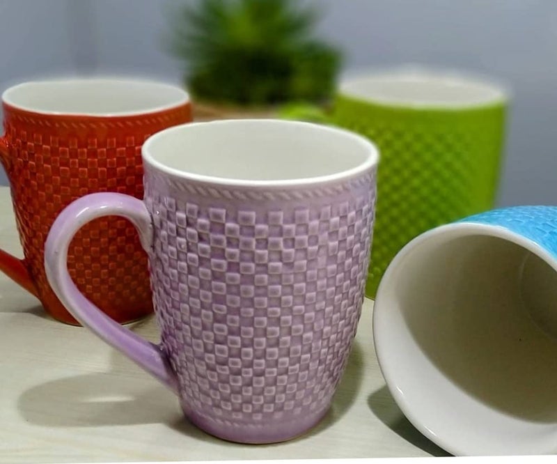 Kittens KITTENS Ceramic 300 Ml Large Coffee Mug Set of 4 in Checkered Pattern Multi Color - Image 2