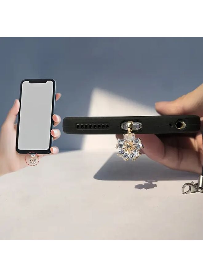 Elegant White Zirconia Cherry Blossom Phone Dust Plug Compatible With iPhone 6 14 Port - Image 2