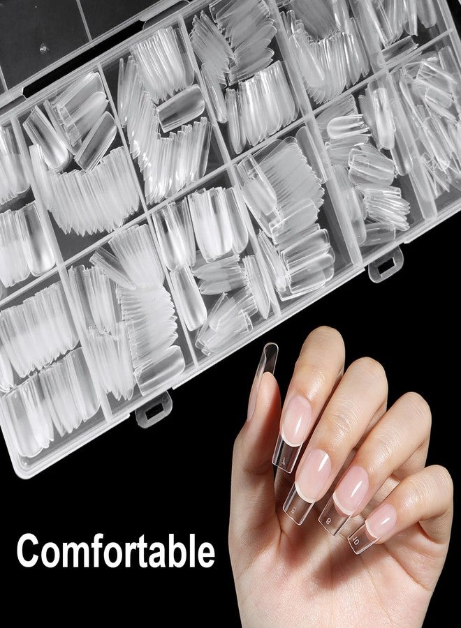 BlueZOO Medium Square Gel Nail Tips 600Pcs 12 Sizes Kit, Tapered Pre-etching Square Press On Nails for Extension Manicure Easy DIY Art Home Salon Supplies Full Cover Half Matte Acrylic Nails Tip Women - Image 2