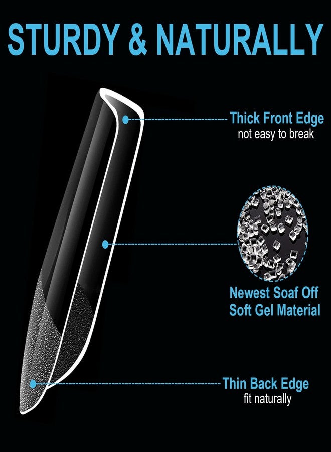 BlueZOO Medium Square Gel Nail Tips 600Pcs 12 Sizes Kit, Tapered Pre-etching Square Press On Nails for Extension Manicure Easy DIY Art Home Salon Supplies Full Cover Half Matte Acrylic Nails Tip Women - Image 4