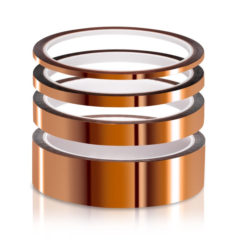 ELEGOO High Temp Tape, 4 Pack Polyimide High Temperature Resistant Tape Multi-Sized Value Bundle 1/8’’, 1/4’’, 1/2’’, 1’’ with Silicone Adhesive for Masking, Soldering etc. - Image 1