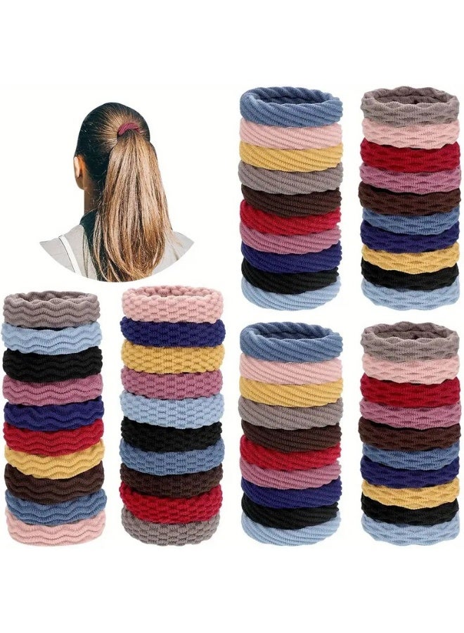 40 Pieces Cotton Hair Ties Seamless Elastic Hair Bands for Thick Heavy and Curly Hair, Lightweight Highly Elastic and Stretchable - Image 1