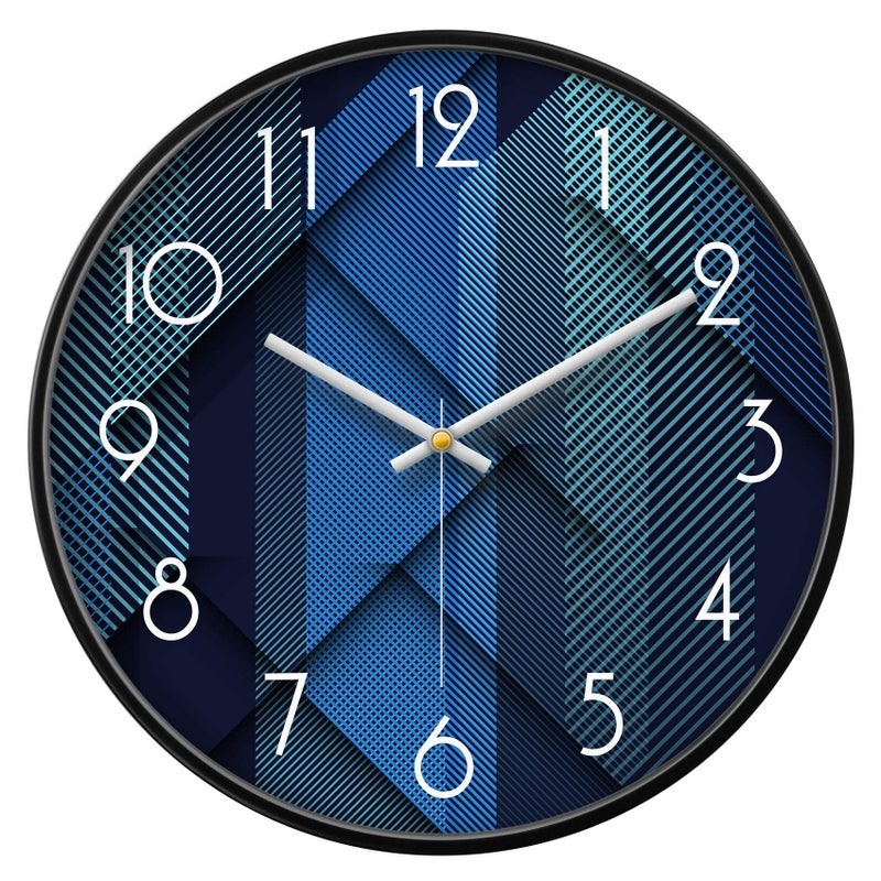 Modern Wall Clocks Battery Operated Blue Wall Analog Silent Clock Large Display Minimalist Round Quiet NonTicking Cool Unique Wall Clocks for Living Room Bedroom Kitchen Office Bathroom Decor 14inch