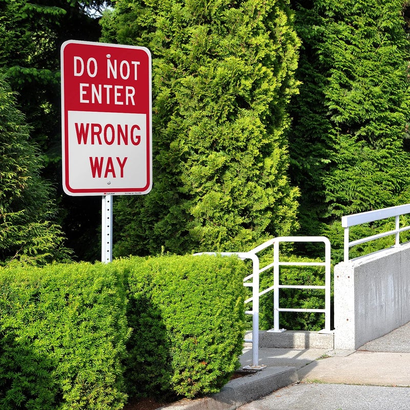 SmartSign 18 x 12 inch “Do Not Enter - Wrong Way” Metal Sign, 63 mil Aluminum, 3M Laminated Engineer Grade Reflective Material, Red and White, Made in USA - Image 3
