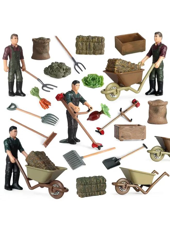 25PCS Farmer Farming Tool Model Set Simulated Farm Playset Birthday Halloween Christmas Gift - Image 2
