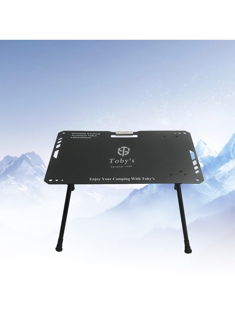 Toby's Tobyâ€™S Black Lightweight Folding Aluminum Camping Table With 2 Heavy-Duty Steel Frame Outdoor Folding Chairs  Portable Camping Set - Image 2