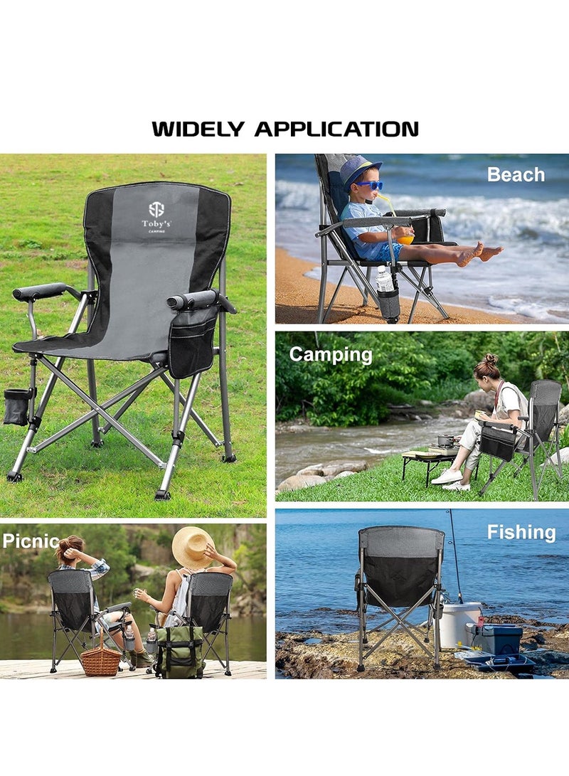 Toby's Tobyâ€™S Black Lightweight Folding Aluminum Camping Table With 2 Heavy-Duty Steel Frame Outdoor Folding Chairs  Portable Camping Set - Image 4
